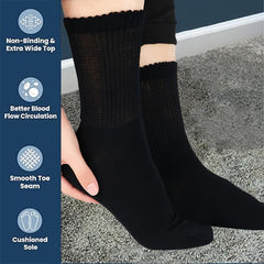 6 Pairs Bamboo Men's Plus Size Socks Moisture Wicking Diabetic Crew