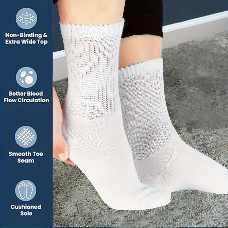 6 Pairs Bamboo Men's Plus Size Socks Moisture Wicking Diabetic Crew