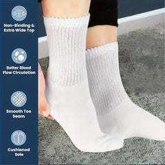 6 Pairs Bamboo Men's Plus Size Socks Moisture Wicking Diabetic Crew
