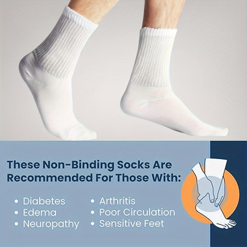 6 Pairs Bamboo Men's Plus Size Socks Moisture Wicking Diabetic Crew