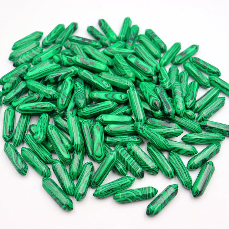Green Malachite Healing Crystal Wands Set, Hexagonal Tip Reiki Energy Balancing