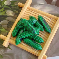 Green Malachite Healing Crystal Wands Set, Hexagonal Tip Reiki Energy Balancing