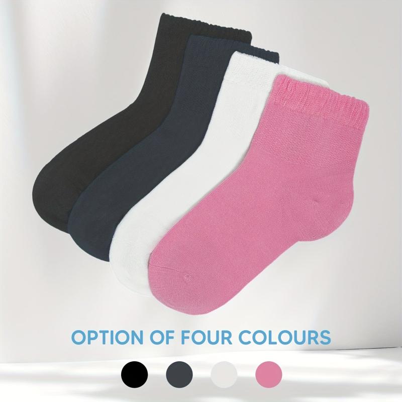 4Pairs Diabetic Ankle Socks Non Binding Cuffs Bamboo Soft Comfy Socks