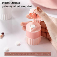 4 In 1 Portable Pill Box Dispenser Grinder Cutter Storage