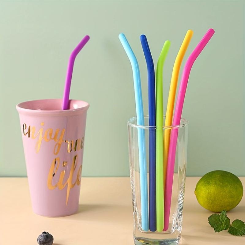 6pcs Silicone Drinking Straw Soft Straw for Children's Food 6 Colors