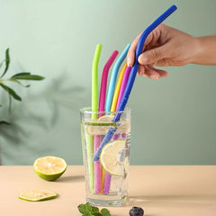 6pcs Silicone Drinking Straw Soft Straw for Children's Food 6 Colors