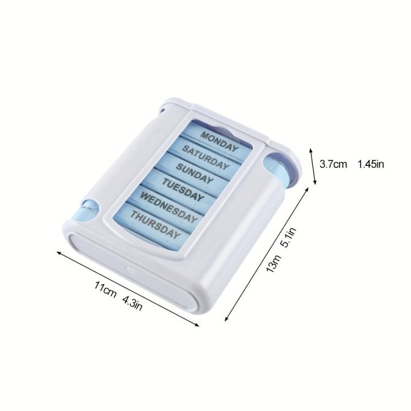 Travel Portable Plastic Pill Box with 28 Compartments, 7 Days, 4 Times