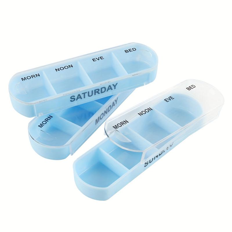 Travel Portable Plastic Pill Box with 28 Compartments, 7 Days, 4 Times