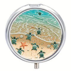 Seaside Turtles Shells Starfish Pill Box 3 Compartment Medicine Organizer