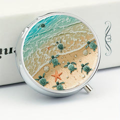 Seaside Turtles Shells Starfish Pill Box 3 Compartment Medicine Organizer