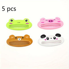 5pcs Cartoon Animal Toothpaste Squeezer Multifunctional Labor-saving Clip