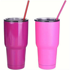 Rainbow Reusable Polymer Straws for 20oz & 30oz Tumblers + Cleaning Brush