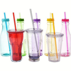 Rainbow Reusable Polymer Straws for 20oz & 30oz Tumblers + Cleaning Brush