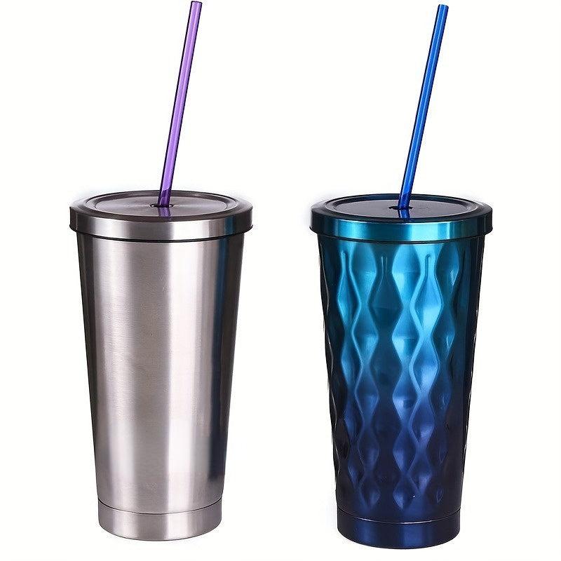 Rainbow Reusable Polymer Straws for 20oz & 30oz Tumblers + Cleaning Brush