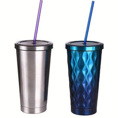 Rainbow Reusable Polymer Straws for 20oz & 30oz Tumblers + Cleaning Brush