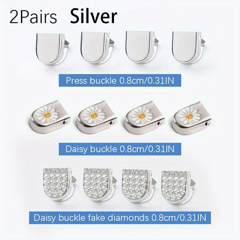 12PCS Lazy Fastener Buckles Shoelaces Small Daisy Press Buckle