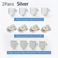 12PCS Lazy Fastener Buckles Shoelaces Small Daisy Press Buckle