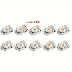 12PCS Lazy Fastener Buckles Shoelaces Small Daisy Press Buckle