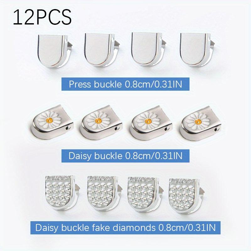 12PCS Lazy Fastener Buckles Shoelaces Small Daisy Press Buckle