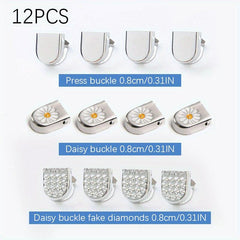 12PCS Lazy Fastener Buckles Shoelaces Small Daisy Press Buckle