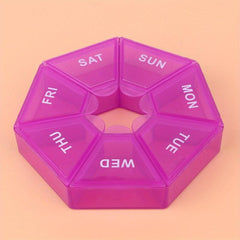 Portable Octagonal 7 Grid Pill Box Dispenser Carry On Medicine Dispensing Box