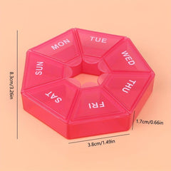 Portable Octagonal 7 Grid Pill Box Dispenser Carry On Medicine Dispensing Box