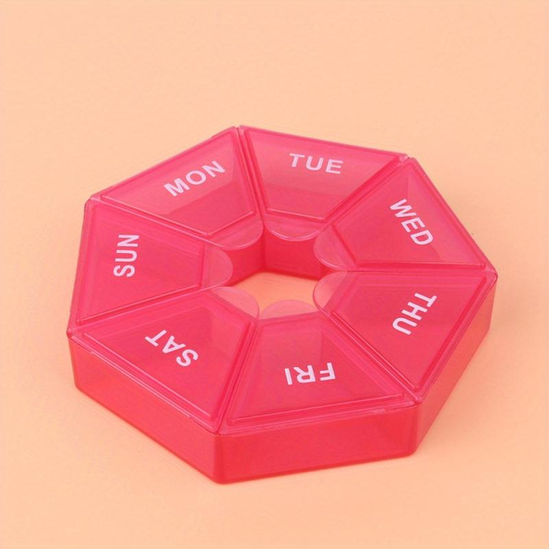 Portable Octagonal 7 Grid Pill Box Dispenser Carry On Medicine Dispensing Box