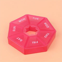 Portable Octagonal 7 Grid Pill Box Dispenser Carry On Medicine Dispensing Box