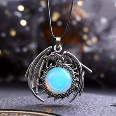 Natural Healing Crystal Flying Dragon Pendant Necklace - Positive Energy Jewelry