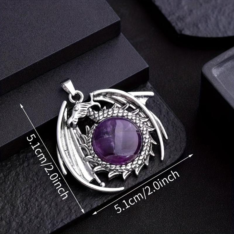 Natural Healing Crystal Flying Dragon Pendant Necklace - Positive Energy Jewelry