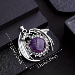 Natural Healing Crystal Flying Dragon Pendant Necklace - Positive Energy Jewelry
