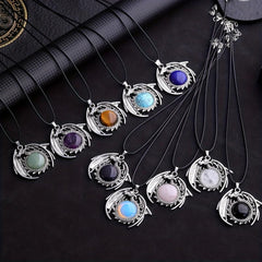 Natural Healing Crystal Flying Dragon Pendant Necklace - Positive Energy Jewelry