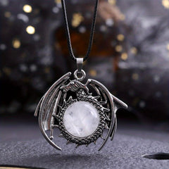 Natural Healing Crystal Flying Dragon Pendant Necklace - Positive Energy Jewelry