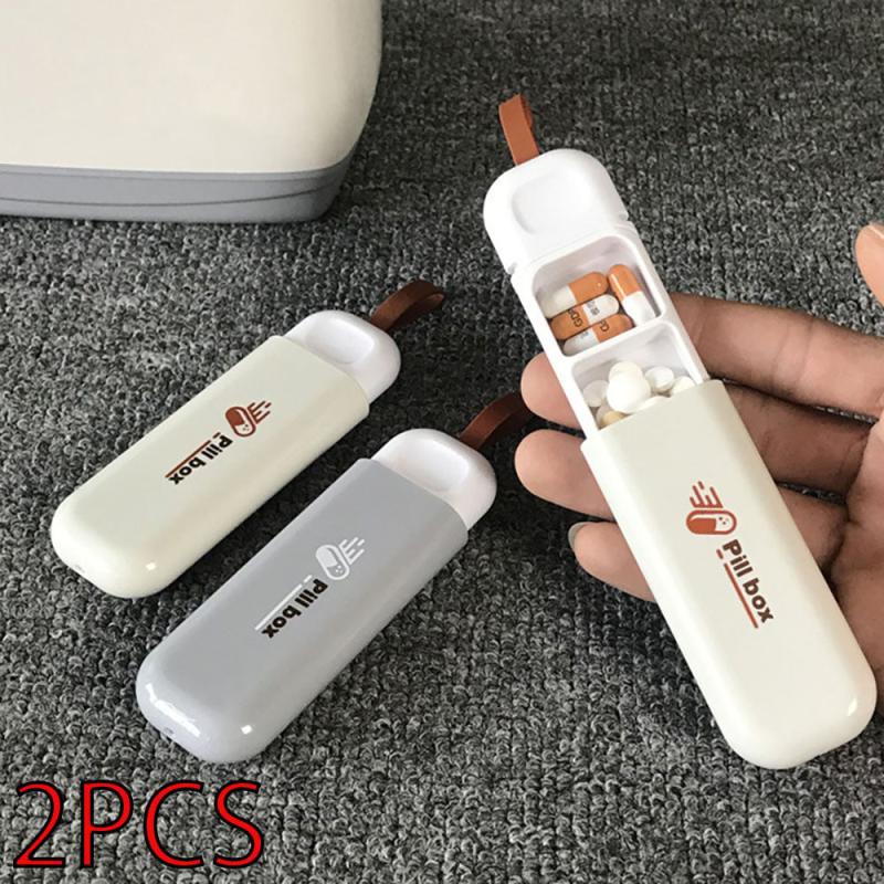 2pcs Nordic Style Pill Box 3 Grids Portable Travel Supply Dispensing Medicine
