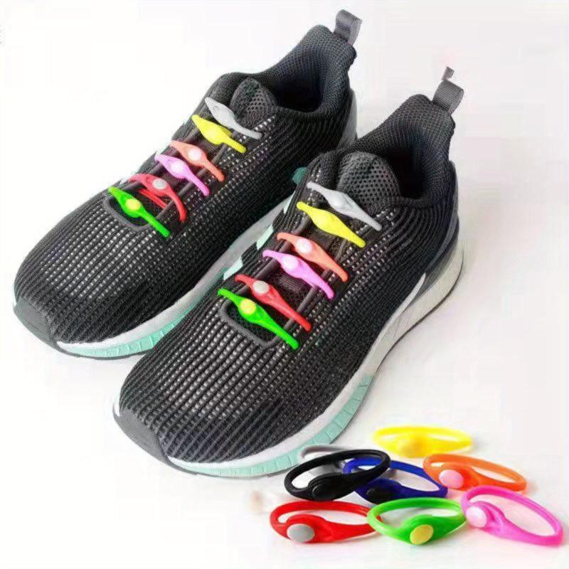 16pcs Lazy Laces Tie Stretch Silicone Lace Buckle Sports Laces