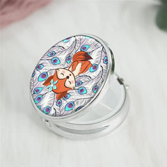 Fox Round Pill Box 3 Compartment Decorative Travel Pill Case