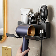 Hair Dryer Holder Storage Rack Wall Mounted Bathroom Organizer