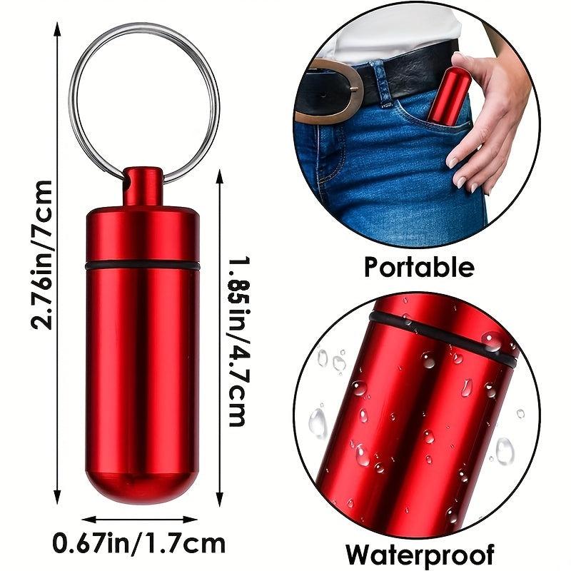 Portable Waterproof Metal Pill Container Keychain