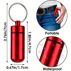 Portable Waterproof Metal Pill Container Keychain