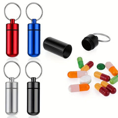 Portable Waterproof Metal Pill Container Keychain
