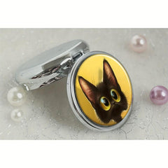 Cat Round Pill Box 3 Compartment Decorative Travel Medicine Tablet Organizer