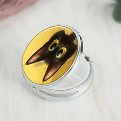 Cat Round Pill Box 3 Compartment Decorative Travel Medicine Tablet Organizer