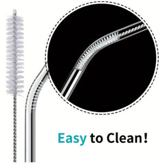 2pcs Stainless Steel Straws with Straw Brush for Beverages