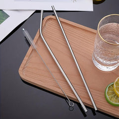 2pcs Stainless Steel Straws with Straw Brush for Beverages