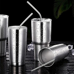 2pcs Stainless Steel Straws with Straw Brush for Beverages