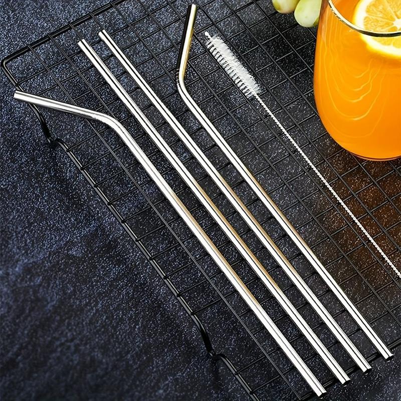 2pcs Stainless Steel Straws with Straw Brush for Beverages