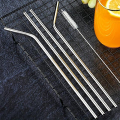 2pcs Stainless Steel Straws with Straw Brush for Beverages