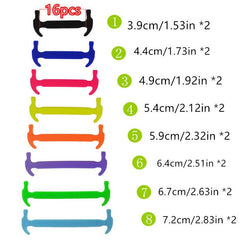 16pcs Elastic Silicone Shoelaces No Tie Shoe Laces For Men Women