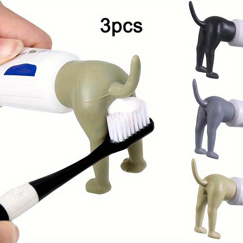 3 Pack Dog Butt Toothpaste Topper Funny Dispenser Creative Cap Squeezer