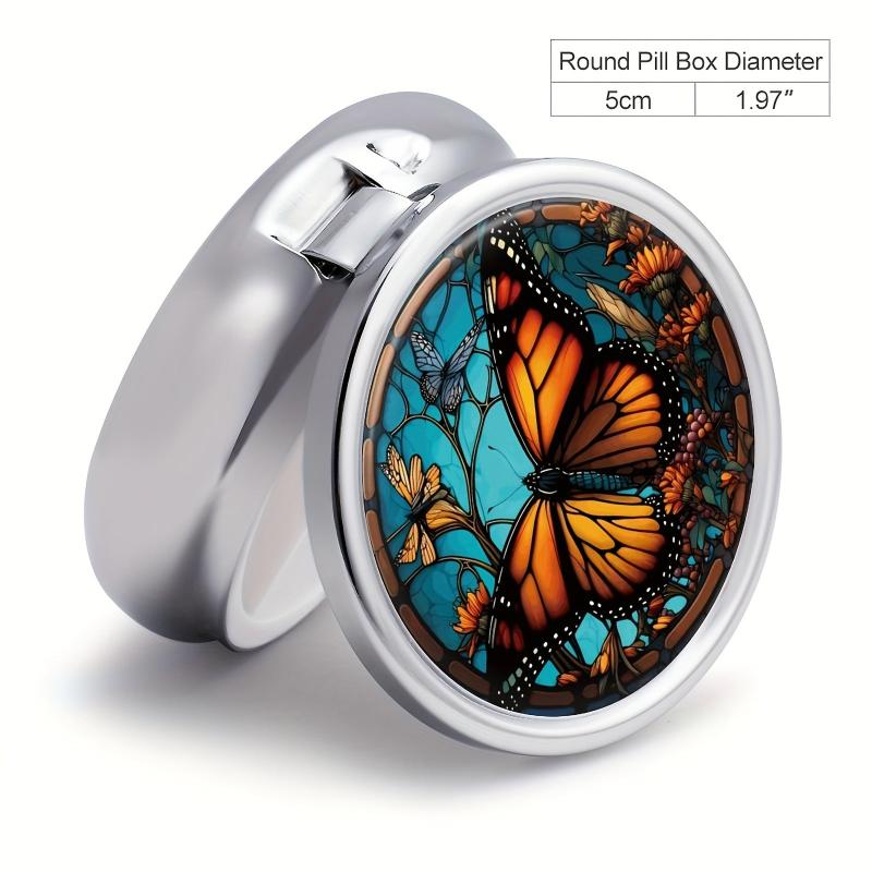 Vintage Orange Butterfly Pill Box - 3 Compartment Medicine Organizer
